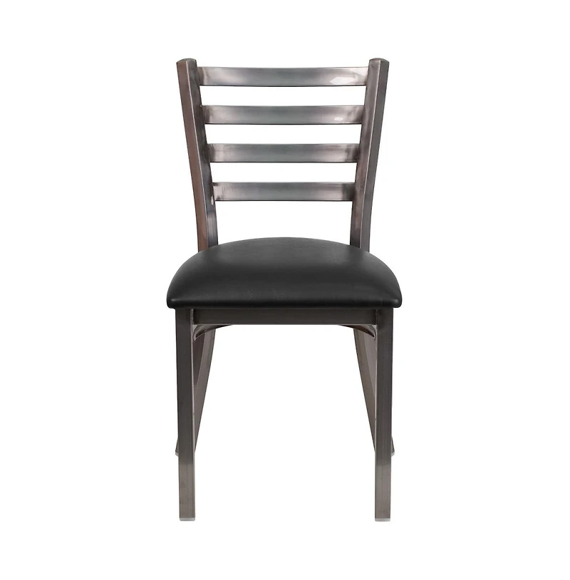 Emma+Oliver Clear Coated Ladder Back Metal Restaurant Dining Chair