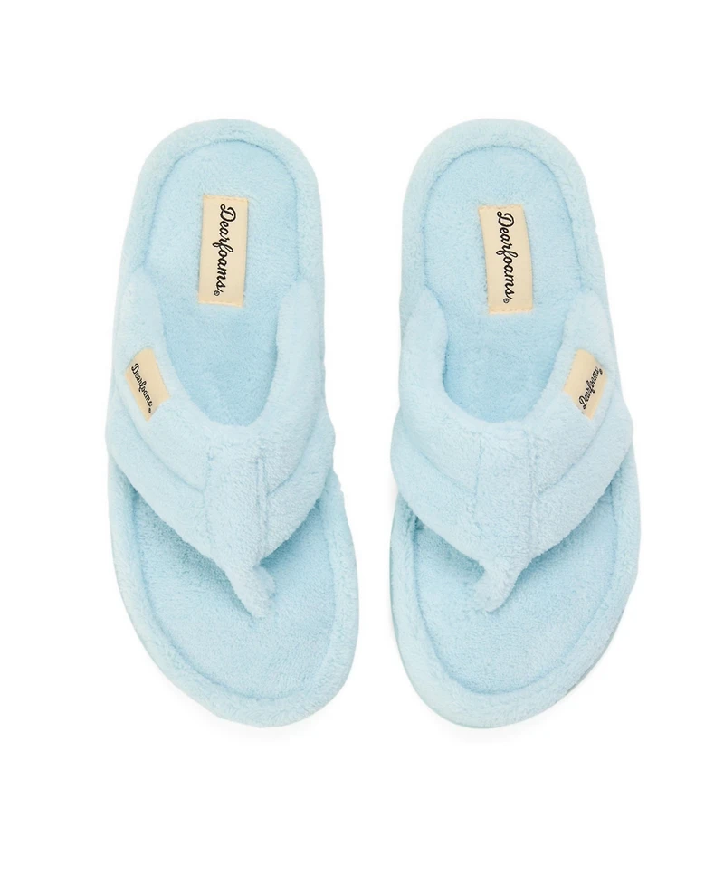Dearfoams Women's Wrenley Terry Thong Flip Flop House Slipper