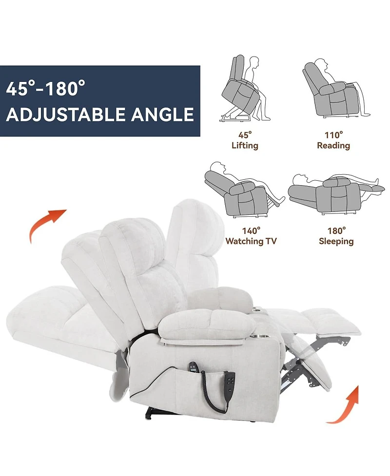 Maison Boucle Oversized Power Lift Recliner for Big & Tall with Massage Heat