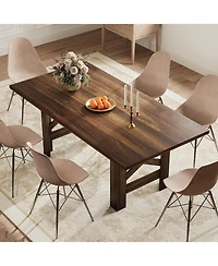 Gaomon Kitchen Table Brown Long Wooden Dining Table for 6-8 for Dining Room, Home Office, Living Room