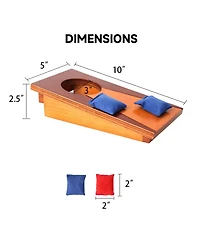 Gse Games & Sports Expert Mini 10"x5" Tabletop Cornhole Toss Game Set with 8 Bean Bags, Wooden Desktop Corn Hole Game Set