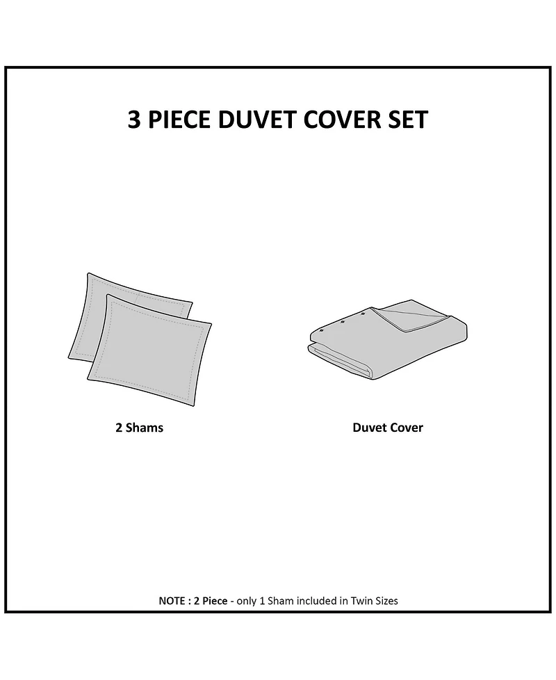 Madison Park Viola Damask Tufted 3-Pc. Duvet Cover Set