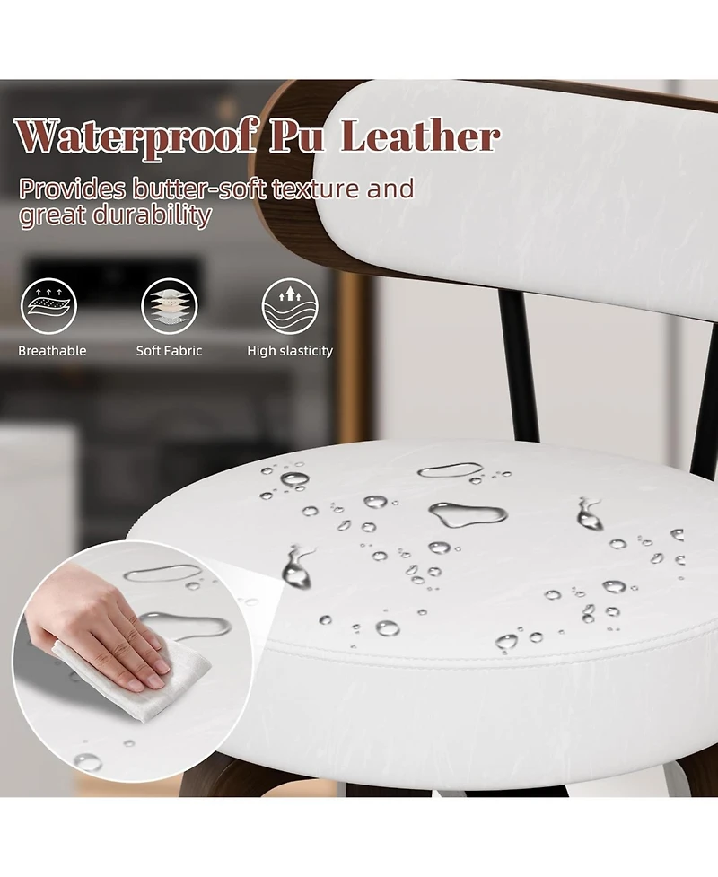 Dyhome 24 inches Bar Stools Set of 3, Modern Counter Height Bar Stools with Wood Back, Boucle Fabric Upholstered Barstools for Home, Cafe