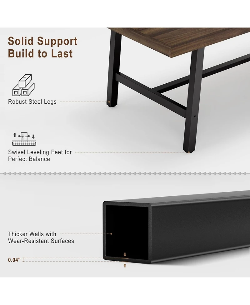 Gaomon Kitchen Table Brown 70.87 inch Large Rustic Wood Dining Table for Dining Room, Home Office, Living Room