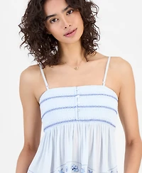 Ultra Flirt Juniors' Smocked Handkerchief-Hem Tube Top