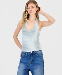 Just Polly Juniors' Striped Knit Halter Top