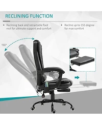 Boyel Living High Back Massage Office Chair with 6 Vibration Points Pu Leather Reclining
