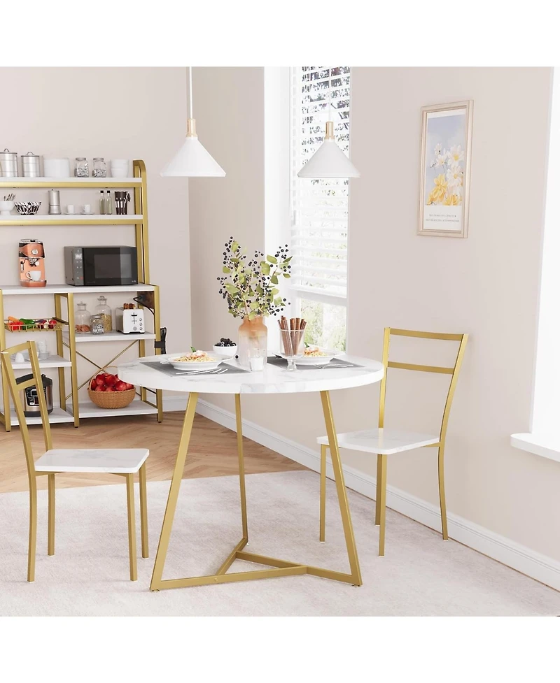 Gaomon Kitchen Table Round Dining Table Set for 2 Kitchen Table for Dining Room, Home Office