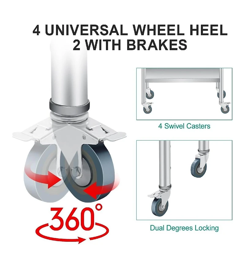 Gaomon Kitchen Table Stainless Steel Table Commercial Prep Work Table for Dining Room, Home Office, Living Room