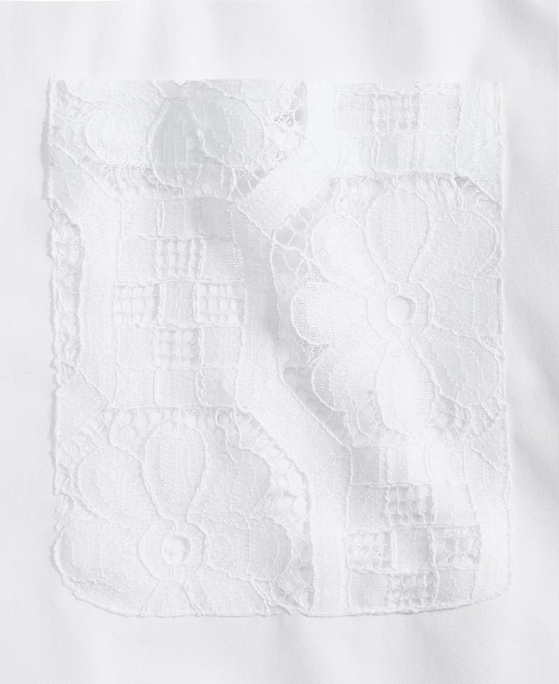 Mode of One Men's Relaxed-Fit Spliced Lace Short-Sleeve Shirt, Macy's Exclusive