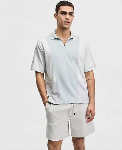 Mode of One Men's Relaxed-Fit Spliced Polo Shirt, Macy's Exclusive