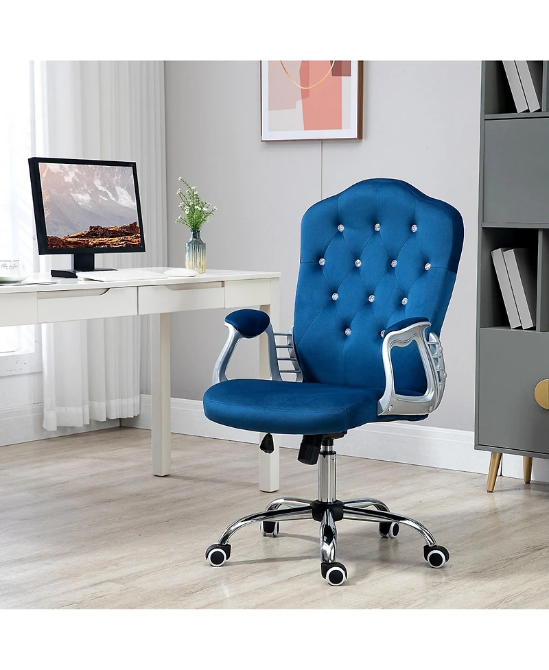 Boyel Living Home Office Chair Velvet Computer Chair Button Tufted with Swivel Wheels