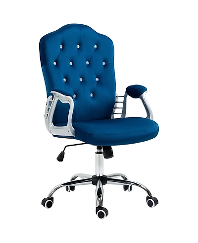 Boyel Living Home Office Chair Velvet Computer Chair Button Tufted with Swivel Wheels