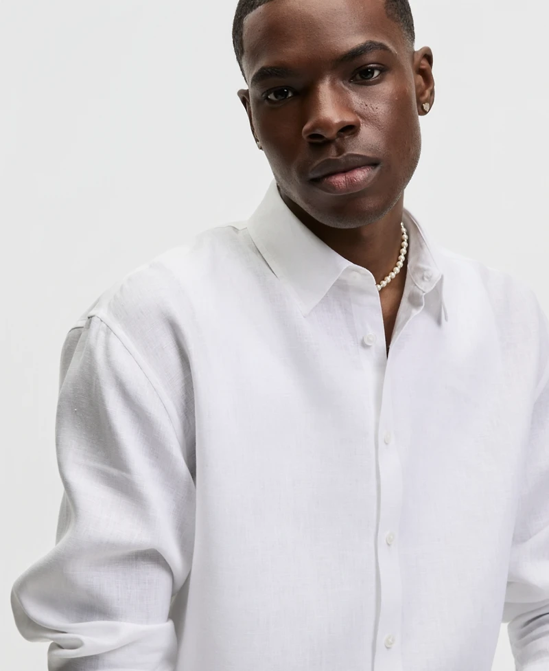 Mode of One Men's Relaxed-Fit Long-Sleeve Linen Shirt, Macy's Exclusive