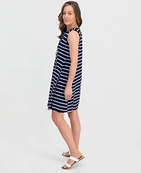 Style & Co Petite Striped Knit Sleeveless Lace-Up Dress, Macy's Exclusive