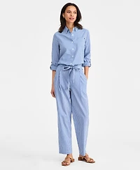 Tommy Hilfiger Women's Gingham Belted Tapered Pants