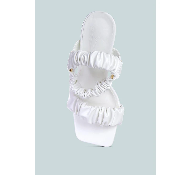 merker ruched spool heel casual sandals