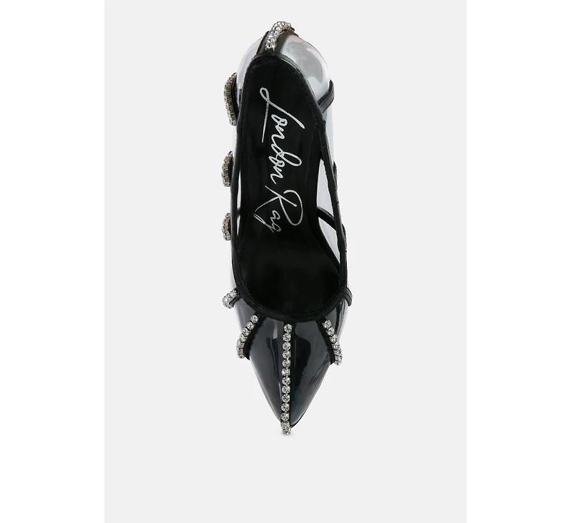 Diamante Clear Stiletto Heel Pumps