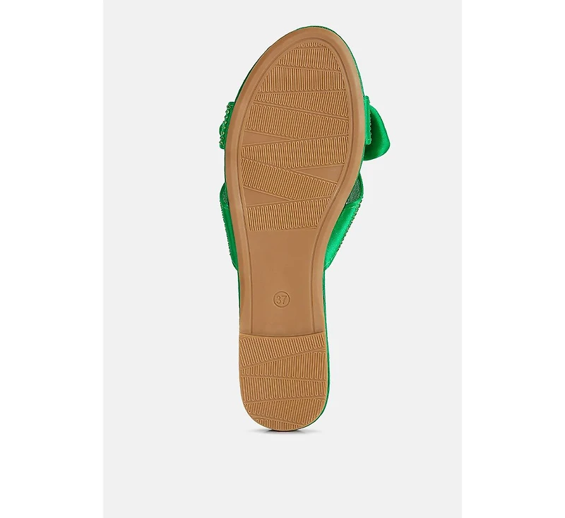 fleurette bow flat sandals