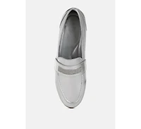 Eden Ode Rhinestone Strap Metallic Loafers