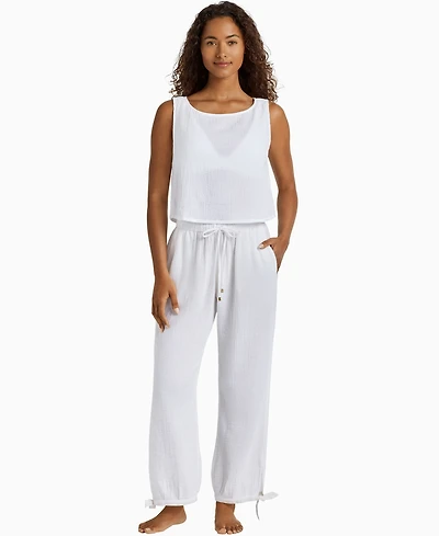 Lauren Ralph Women's Top & Pants Cover-Up Swim, 2-Piece Set