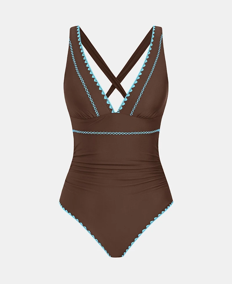 Cupshe Women's Cross Back Scoop One Piece Swimsuit