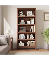 gaomon 71" Farmhouse Bookcase w/Adjustable Shelves & 31.5" Width, 5 Tier Tall Bookshelf with Wooden Legs, Rustic Vintage Book Shelf