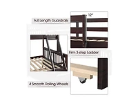 Slickblue Twin Over Full Bunk Bed with Trundle, Convertible Design