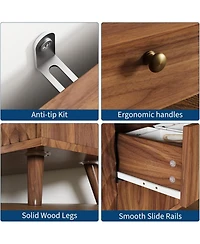 gaomon 47.2 in W Sideboard Buffets Cabinet with 4 Drawers, Buffets Cabinet with Storage, Wood Farmhouse Buffet Cabinets with 2 Door