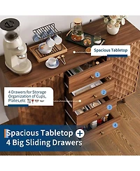 gaomon 47.2 in W Sideboard Buffets Cabinet with 4 Drawers, Buffets Cabinet with Storage, Wood Farmhouse Buffet Cabinets with 2 Door