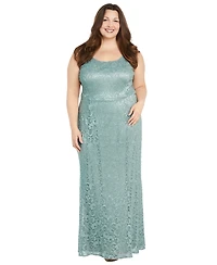 R & M Richards Plus Metallic Lace Jacket and Dress