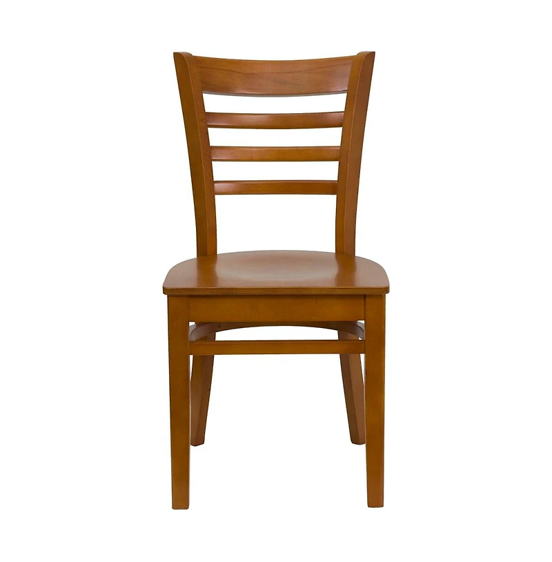 Emma+Oliver 2 Pack Ladder Back Wooden Restaurant Chair