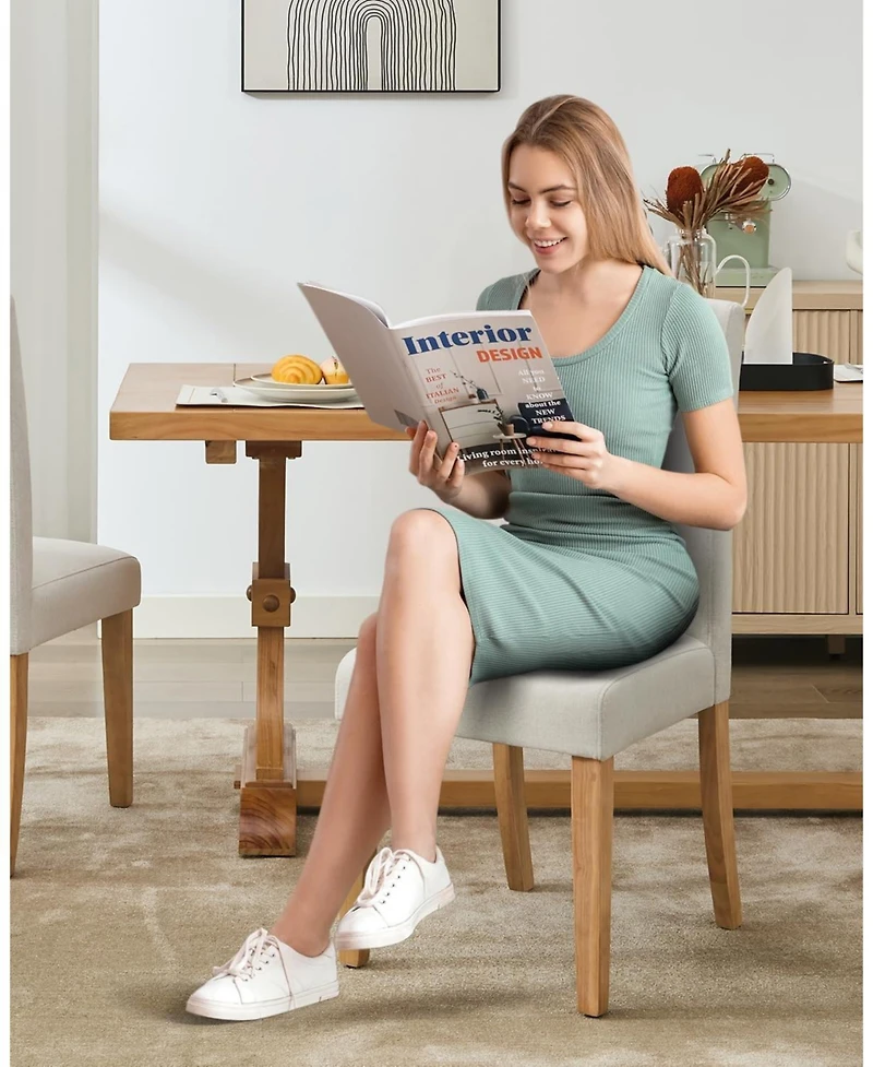 gaomon Set of 2 Farmhouse Linen Upholstered Parsons Dining Chairs