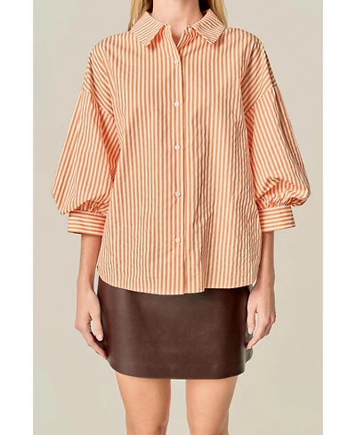 English Factory Women's Striped Ballon Sleeves Shirt