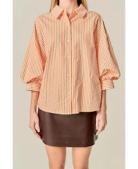 English Factory Women's Striped Ballon Sleeves Shirt