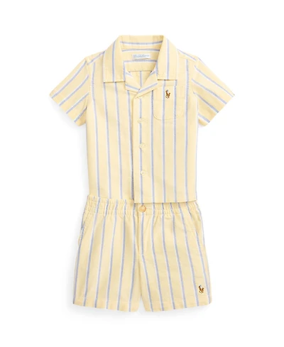 Polo Ralph Lauren Baby Boys' Striped Cotton Oxford Shirt and Shorts, 2-Piece Set
