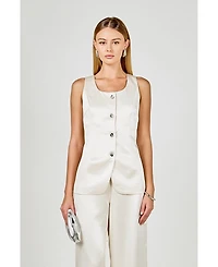 endless rose Women's Satin Velvet Scoop Neck Top