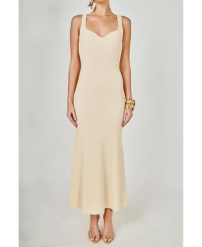 endless rose Women's Sweetheart Neckline Knit Maxi