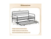 Draft - Slickblue Twin Metal Daybed with Curved Backrest and Armrests