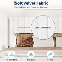 gaomon Size Velvet Bed Frame with Wingback Headboard, Upholstered Platform Bed, No Box Spring Needed, Easy Assembly, Heavy-Duty Support