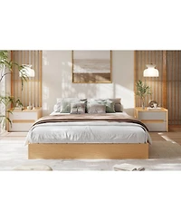 gaomon Wood Platform Bed Frame, Wooden Frame Without Headboard, Slat Support, Easy Assembly (Burlywood, California King)