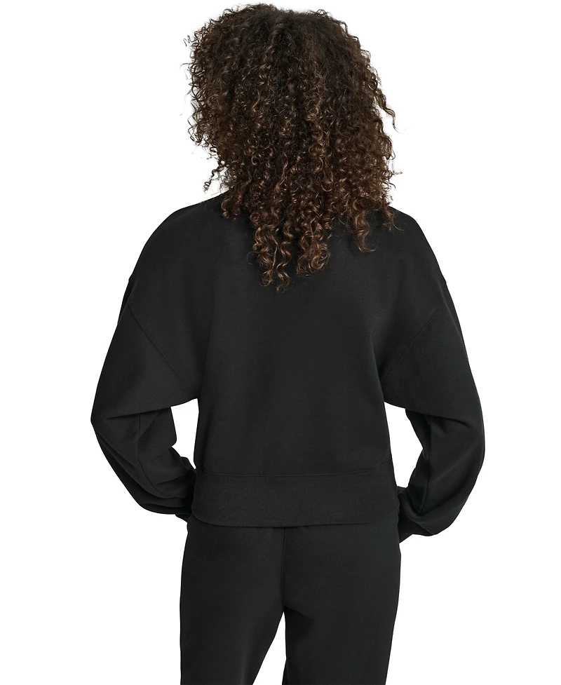 Dkny Women's Graffiti New York Logo Oversized Mock Neck Sweatshirt