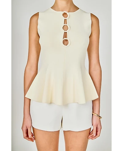 endless rose Women's Ring Detailed Flare Knit Top