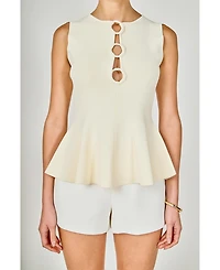 endless rose Women's Ring Detailed Flare Knit Top