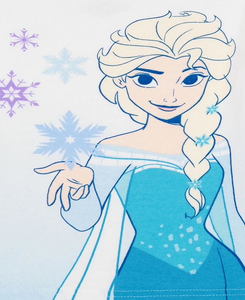 Frozen Girls' Toddler 2T-4T Graphic Print Tops, Shorts, and Pants, 4-Piece Pajama Set