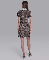 Halston Women's Short-Sleeve Collared Sheath Dress