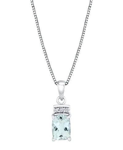 Macy's Aquamarine (1-1/4 ct. t.w.) & Diamond Accent Pendant Necklace in 14k White Gold