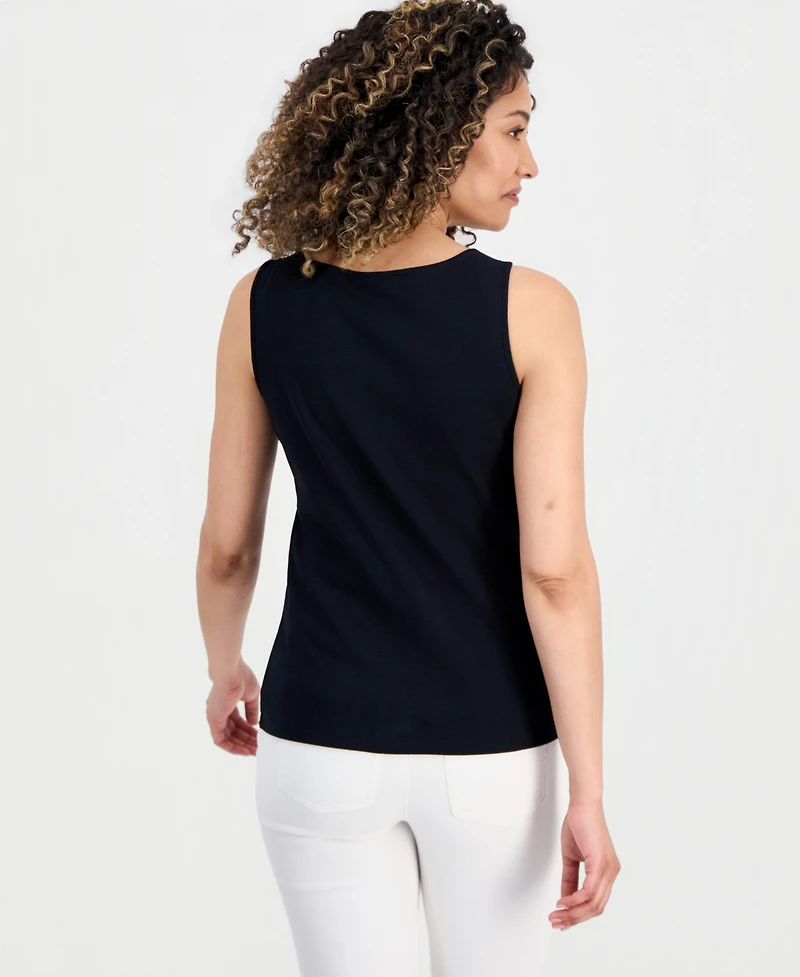 Style & Co Petite Scalloped V-Neck Tank Top, Macy's Exclusive