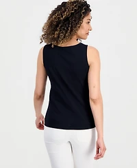 Style & Co Petite Scalloped V-Neck Tank Top, Macy's Exclusive