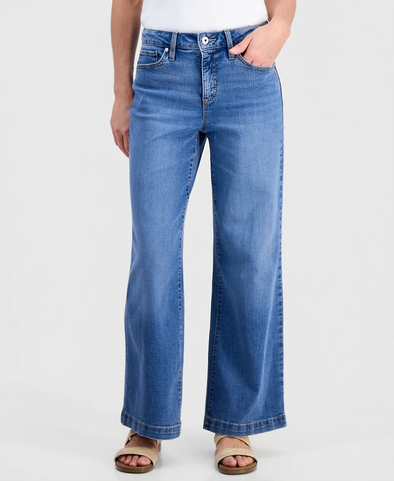 Style & Co Petite High-Rise Wide-Leg Jeans, Macy's Exclusive